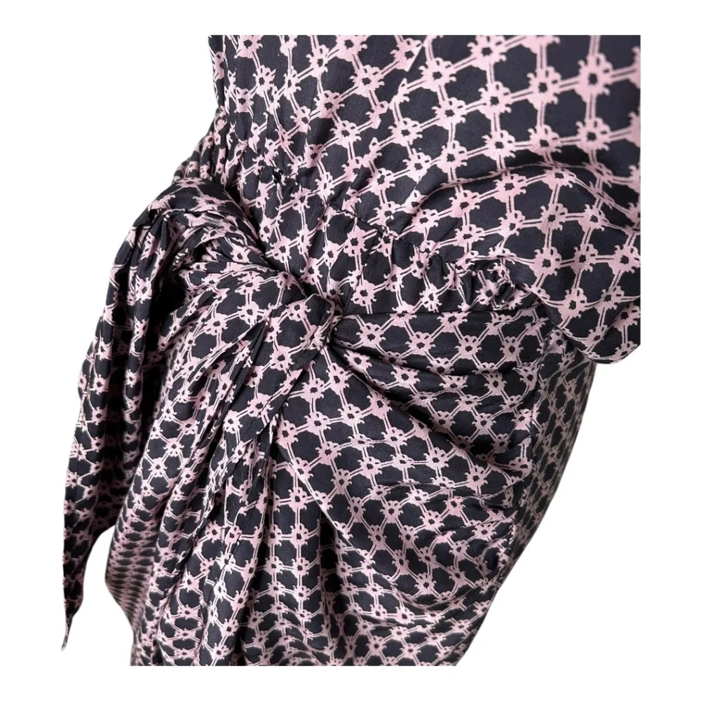 Isabel Marant Silk Tie Front Mini Dress Pink and Blue Pattern Size 38 Medium - Picture 7 of 8
